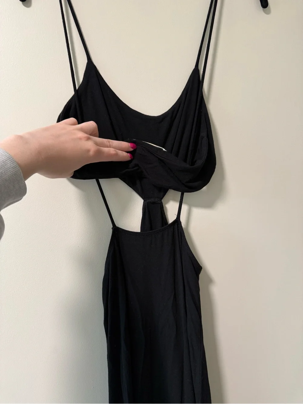 Free People Beach Black Cutout Spaghetti-Strap Midi Dress - Picture 2 of 5